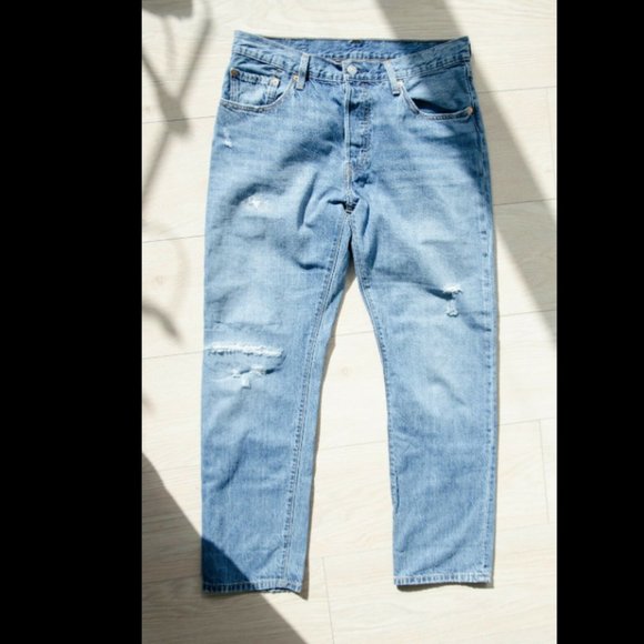 Levi's Denim - Levi's 501 Blue Straight Cropped Jeans 28 x 28